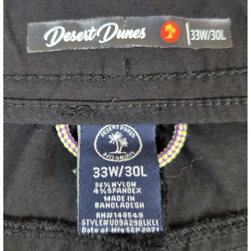 Desert Dunes Mens Black Nylon Spandex Tech Athletic Golf Outdoor Pants 33W 30L - Picture 4 of 9